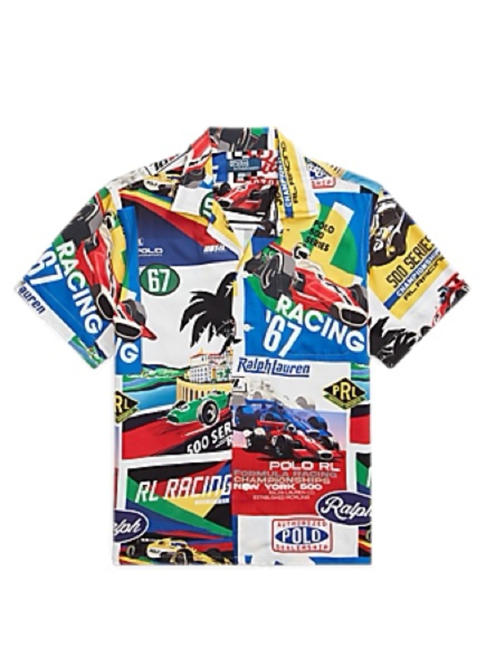 NWT Polo Ralph Lauren Men's Classic-Fit Racing-Print Camp Shirt - Picture 2 of 5